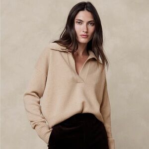 Banana Republic Luna Cashmere Sweater Polo in Sandstorm